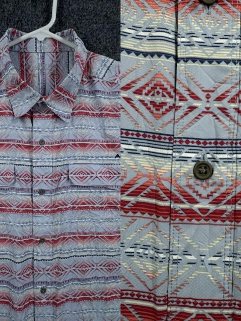 Ariat Ariattek Logo XL Geometric Gray Short Sleeve Casual Polyester Mens Shirt